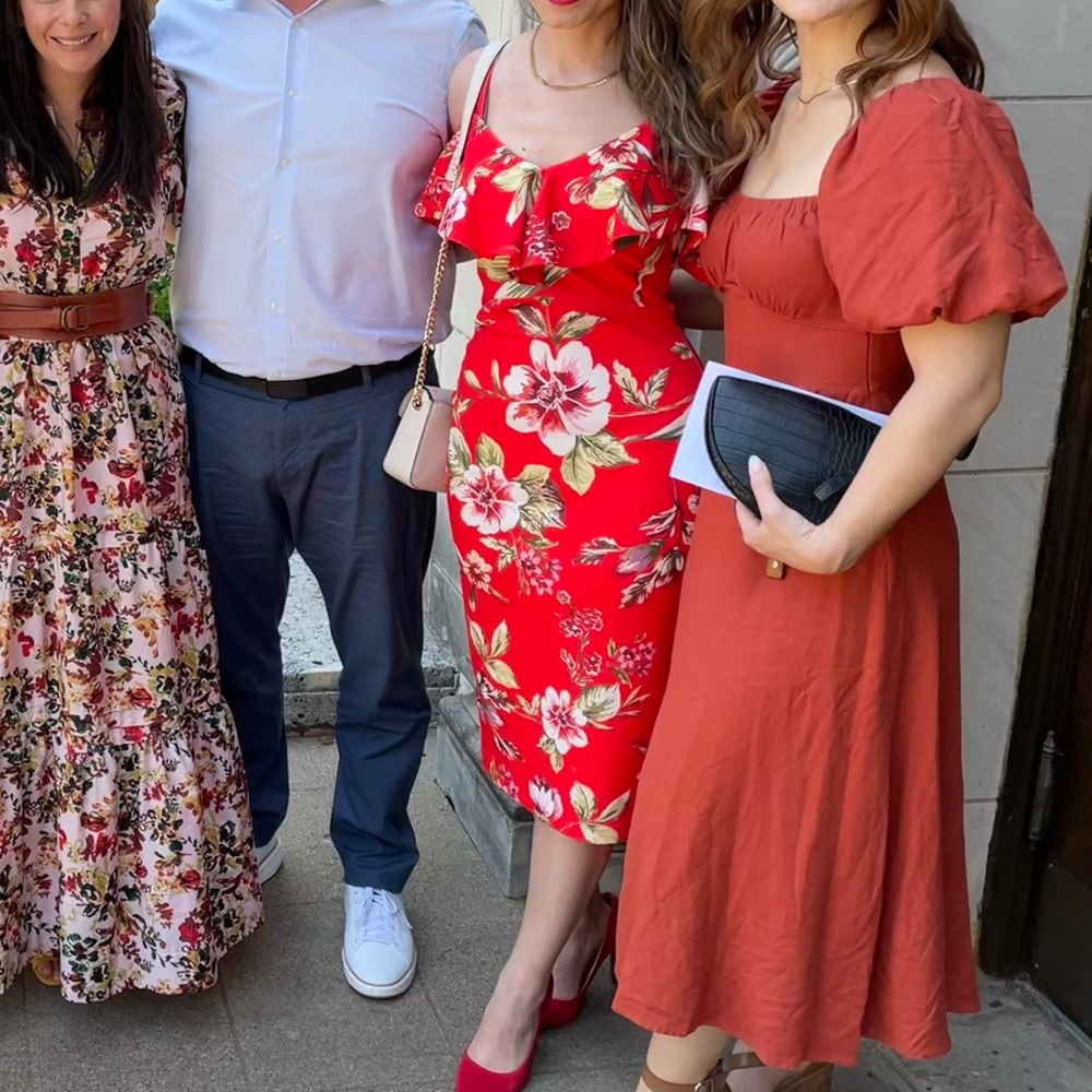 Spicy & Floral Red Dress View 5